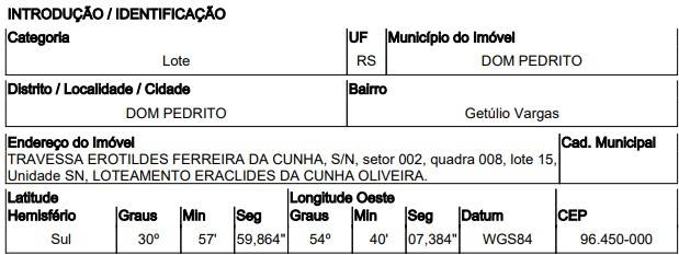 Terreno em DOM PEDRITO/RS — Leilão Caixa